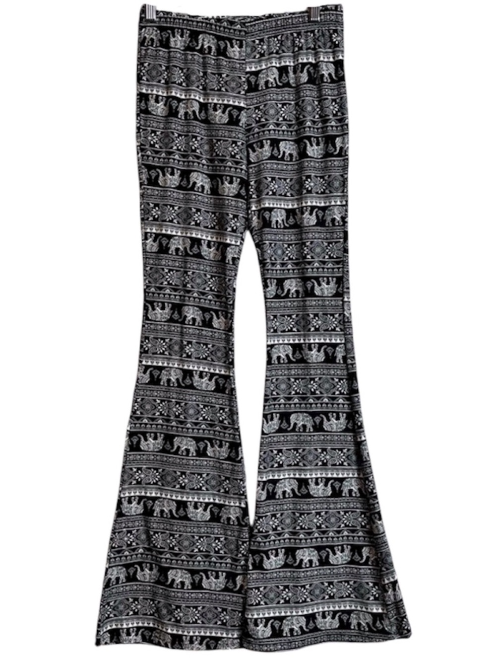 NOBO No Boundaries Elephant Print Boho Bell Flare Leggings